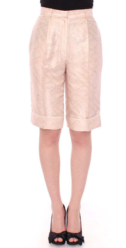 Zeyneptosun Exclusive Beige Brocade Above Knee Shorts Zeyneptosun