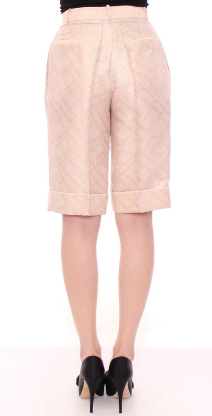 Zeyneptosun Exclusive Beige Brocade Above Knee Shorts Zeyneptosun