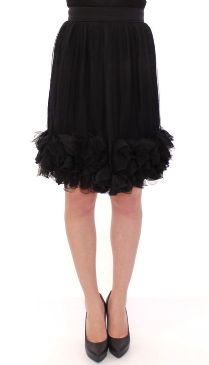 Dolce & Gabbana Elegant Silk Black Skirt for Evenings Dolce & Gabbana