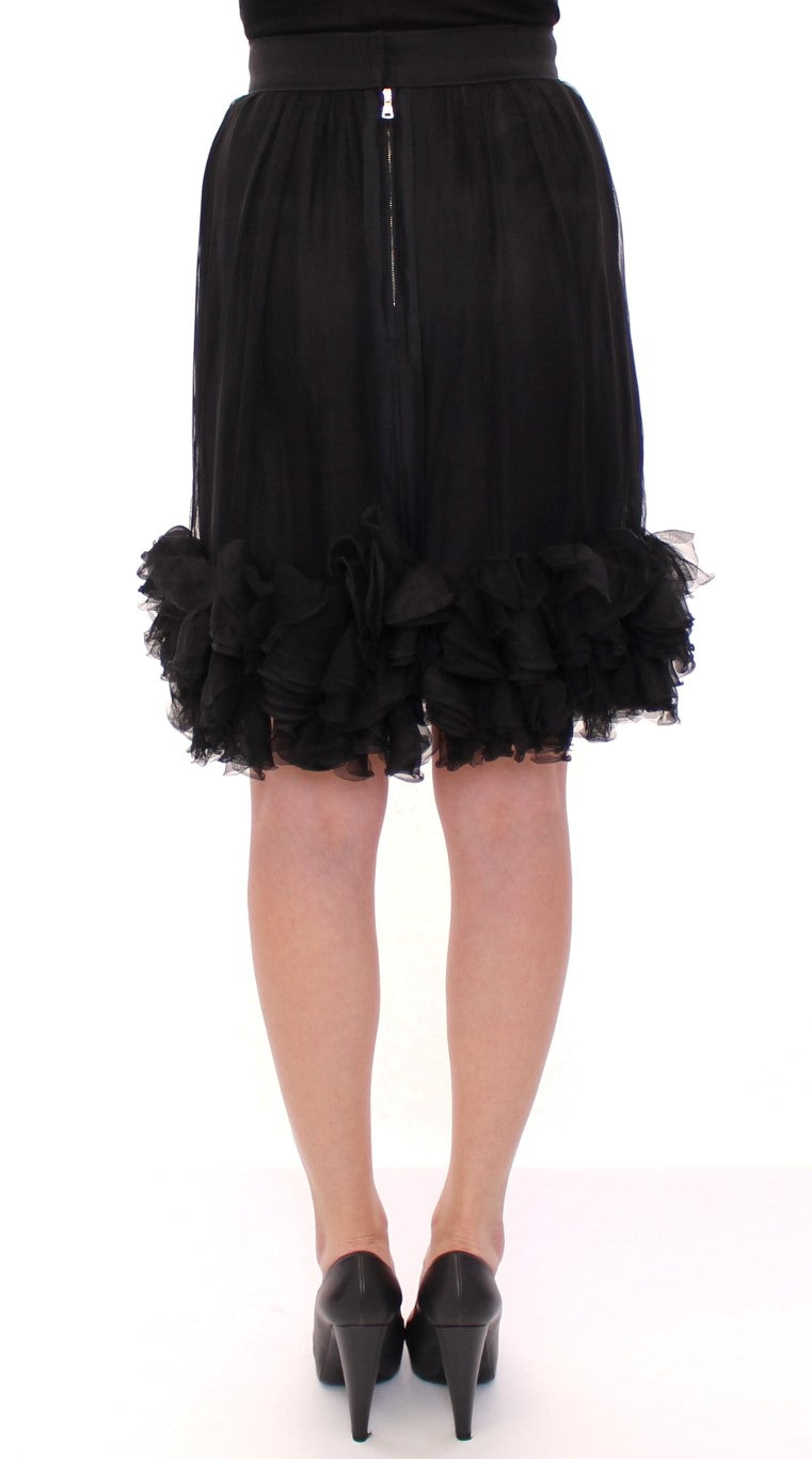 Dolce & Gabbana Elegant Silk Black Skirt for Evenings Dolce & Gabbana