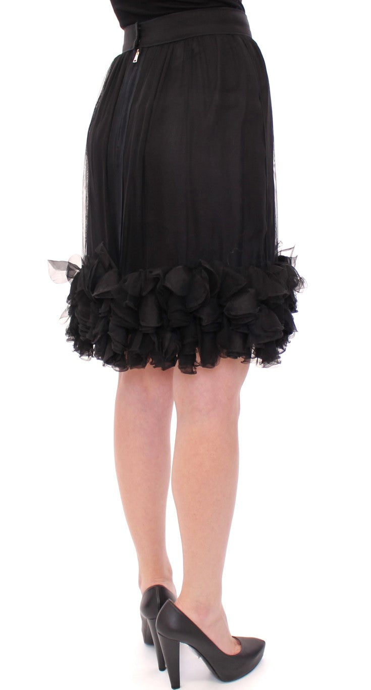 Dolce & Gabbana Elegant Silk Black Skirt for Evenings Dolce & Gabbana