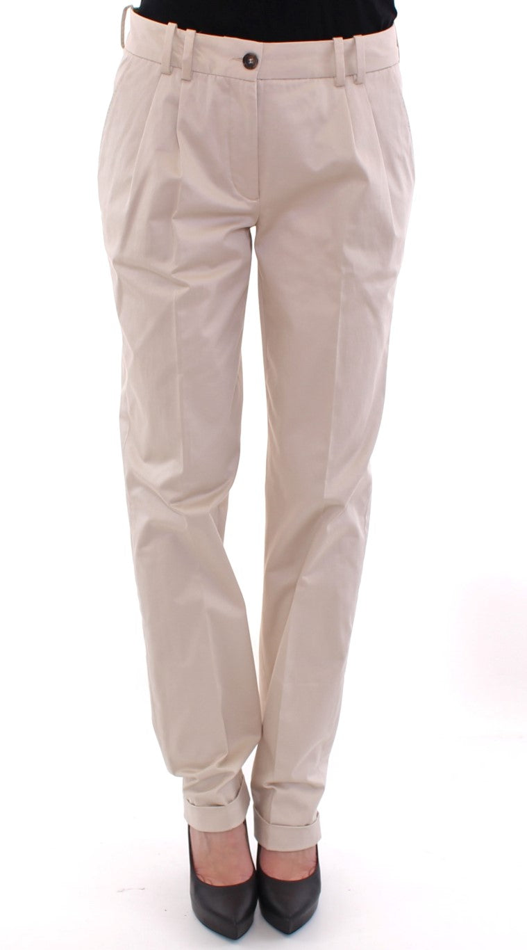 Dolce & Gabbana Elegant Beige Regular Fit Cotton Pants Dolce & Gabbana