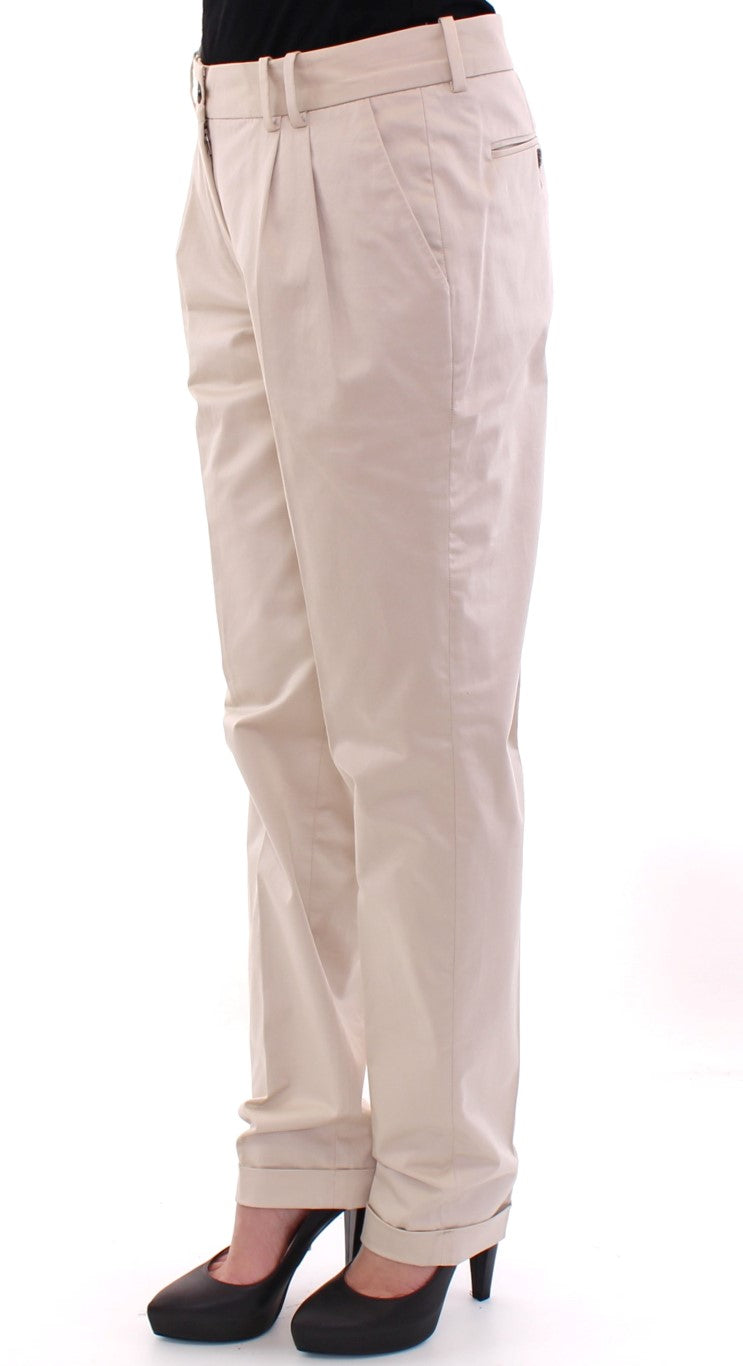 Dolce & Gabbana Elegant Beige Regular Fit Cotton Pants Dolce & Gabbana