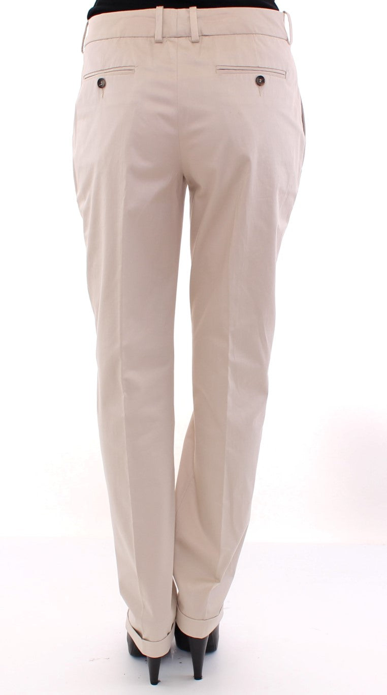 Dolce & Gabbana Elegant Beige Regular Fit Cotton Pants Dolce & Gabbana