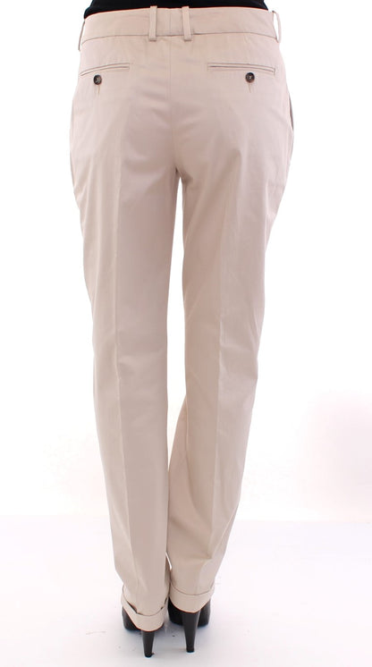 Dolce & Gabbana Elegant Beige Regular Fit Cotton Pants Dolce & Gabbana