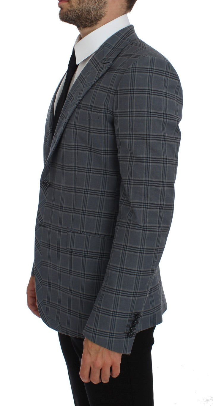 Dolce & Gabbana Elegant Blue Checkered Slim Fit Blazer Dolce & Gabbana