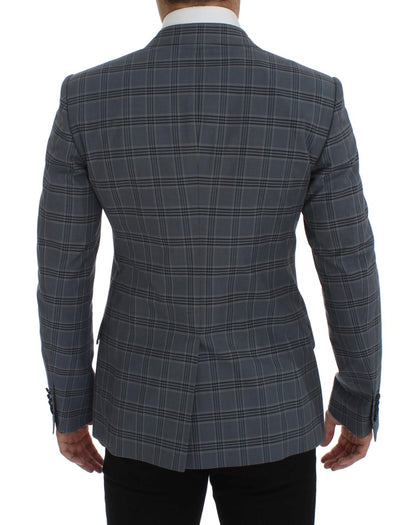 Dolce & Gabbana Elegant Blue Checkered Slim Fit Blazer Dolce & Gabbana