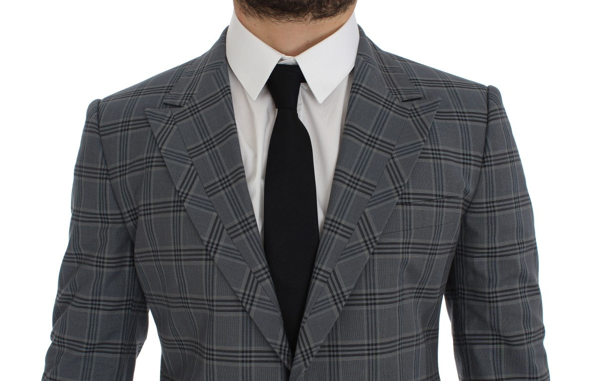 Dolce & Gabbana Elegant Blue Checkered Slim Fit Blazer Dolce & Gabbana