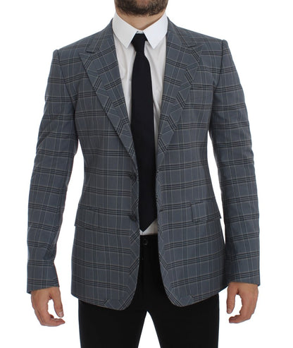 Dolce & Gabbana Elegant Blue Checkered Slim Fit Blazer Dolce & Gabbana