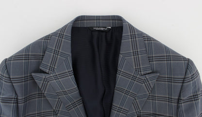 Dolce & Gabbana Elegant Blue Checkered Slim Fit Blazer Dolce & Gabbana