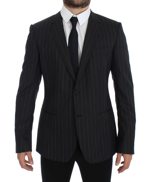 Dolce & Gabbana Chic Gray Striped Wool Blazer Jacket Dolce & Gabbana