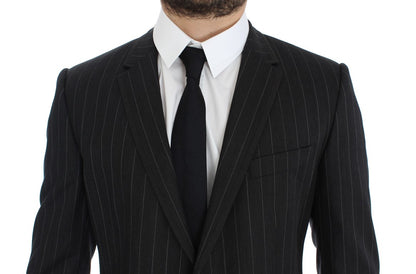 Dolce & Gabbana Chic Gray Striped Wool Blazer Jacket Dolce & Gabbana