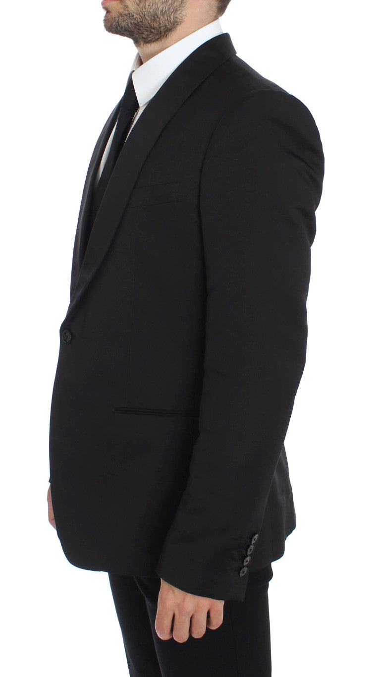 Dolce & Gabbana Exclusive Black Silk One Button Blazer Dolce & Gabbana