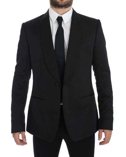 Dolce & Gabbana Exclusive Black Silk One Button Blazer Dolce & Gabbana