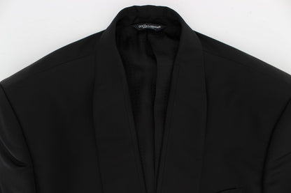 Dolce & Gabbana Exclusive Black Silk One Button Blazer Dolce & Gabbana