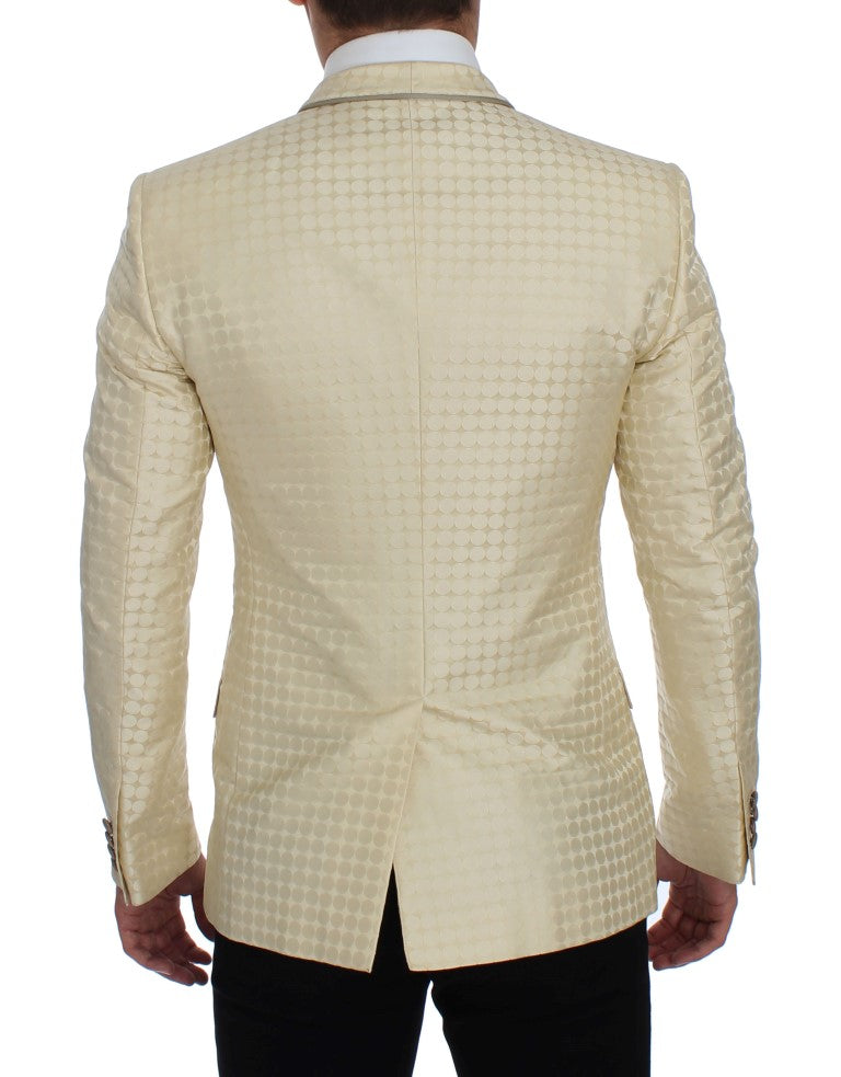 Dolce & Gabbana Sophisticated Beige Polka Dotted Blazer & Vest Dolce & Gabbana