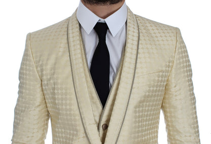 Dolce & Gabbana Sophisticated Beige Polka Dotted Blazer & Vest Dolce & Gabbana