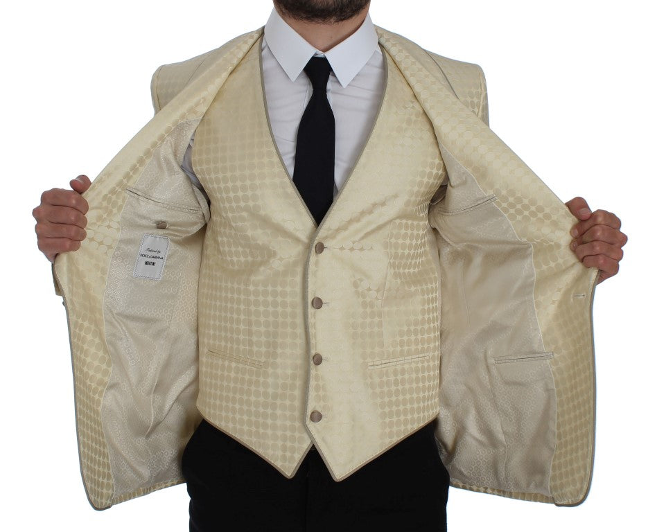 Dolce & Gabbana Sophisticated Beige Polka Dotted Blazer & Vest Dolce & Gabbana