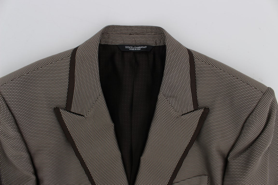 Dolce & Gabbana Elegant Brown Silk Two-Button Slim Blazer Dolce & Gabbana