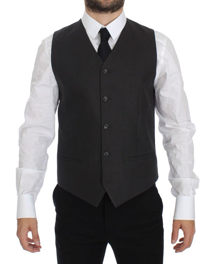 Dolce & Gabbana Elegant Gray Linen Slim Fit Blazer and Vest Dolce & Gabbana