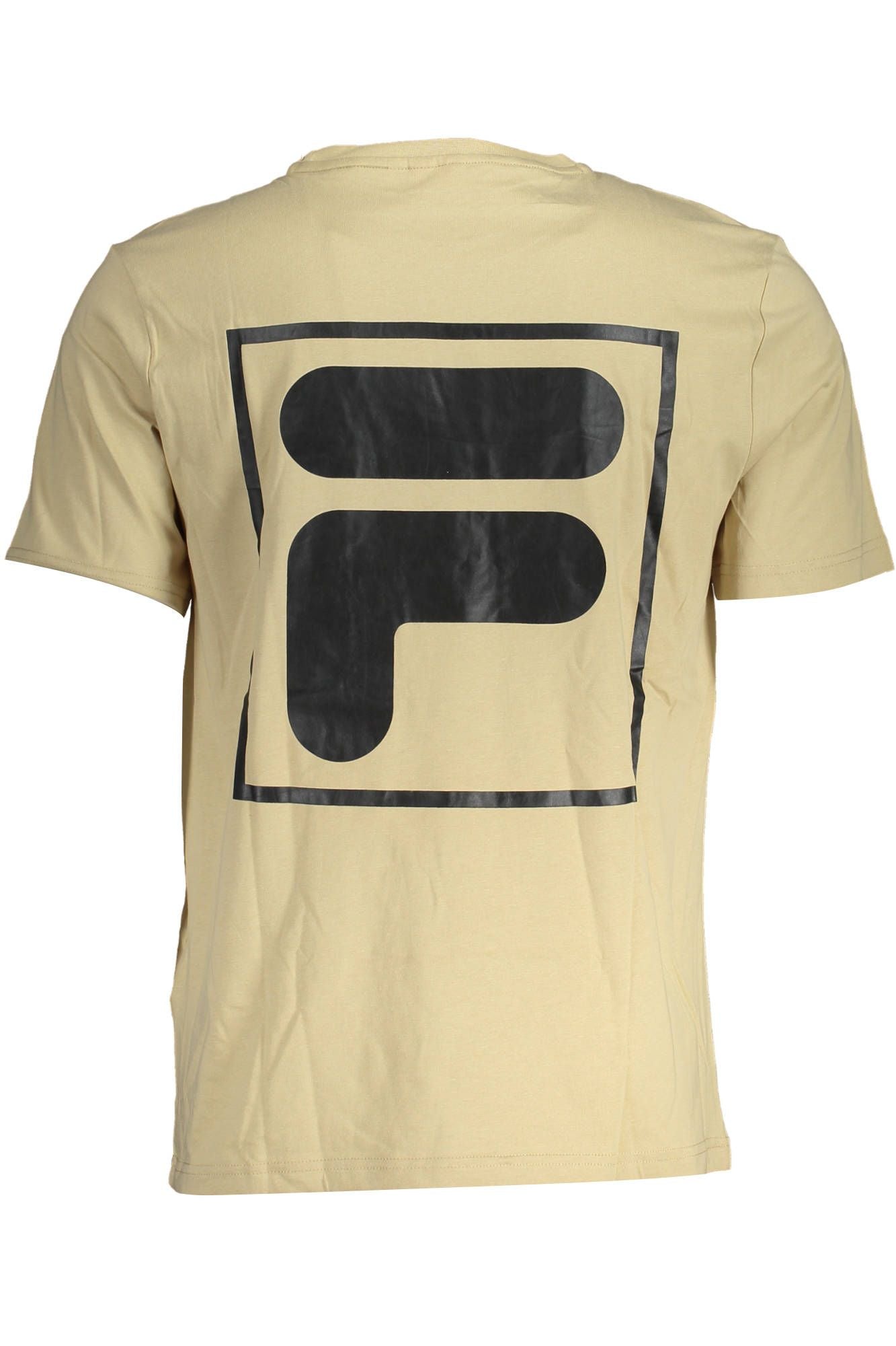 Fila Beige Round Neck Cotton Tee with Logo Print Fila