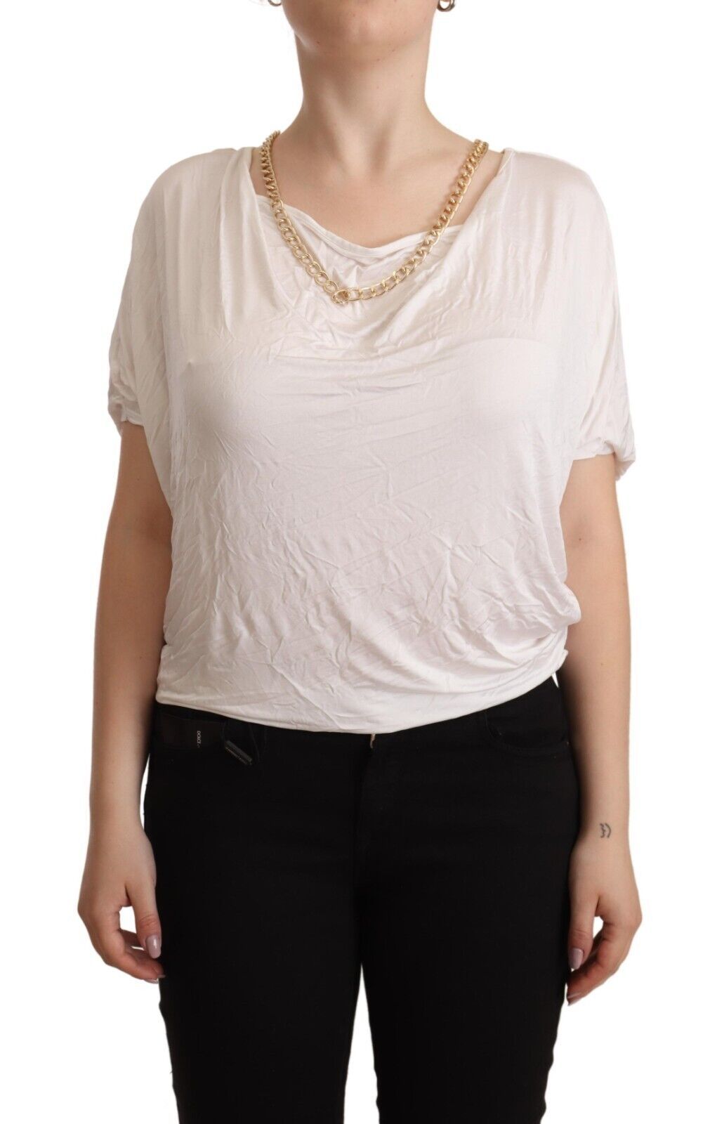 Guess By Marciano Elegant White Gold Chain T-Shirt Top Guess By Marciano