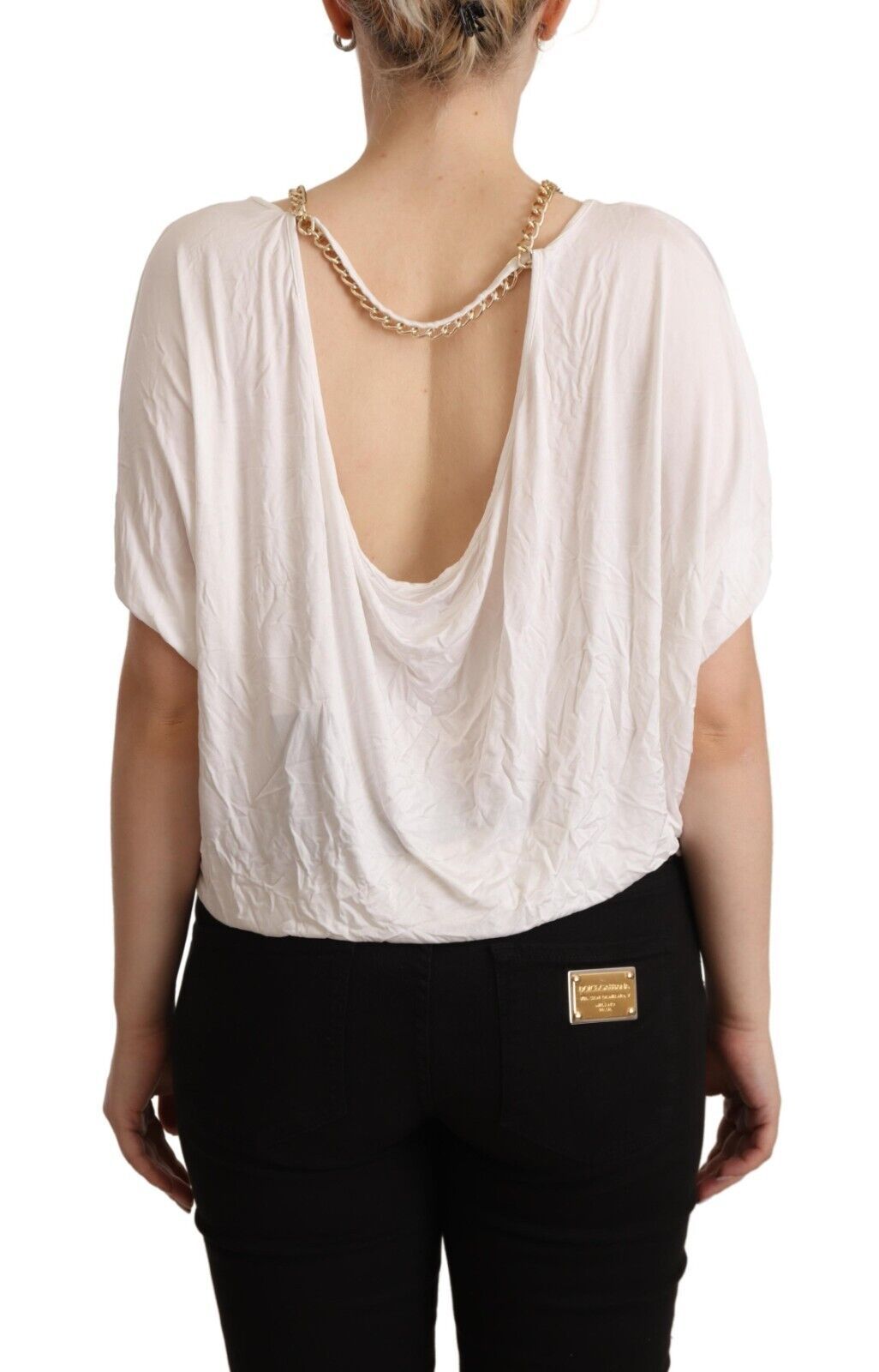 Guess By Marciano Elegant White Gold Chain T-Shirt Top Guess By Marciano