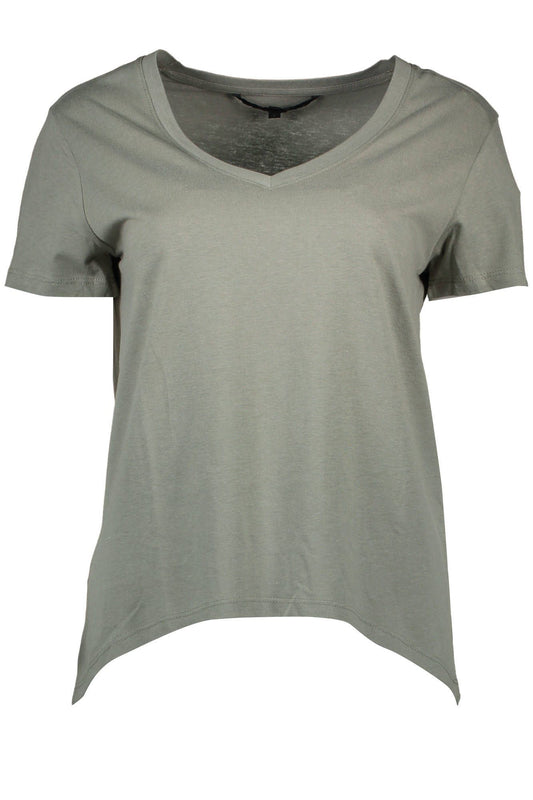 Silvian Heach Chic V-Neck Green Tee with Logo Detailing Silvian Heach