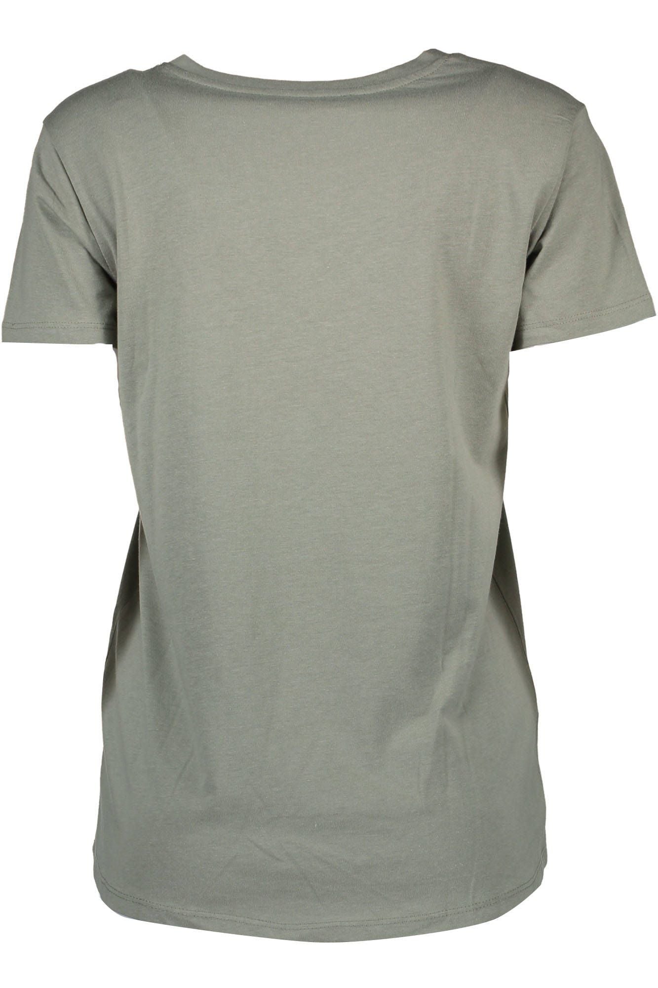 Silvian Heach Chic V-Neck Green Tee with Logo Detailing Silvian Heach