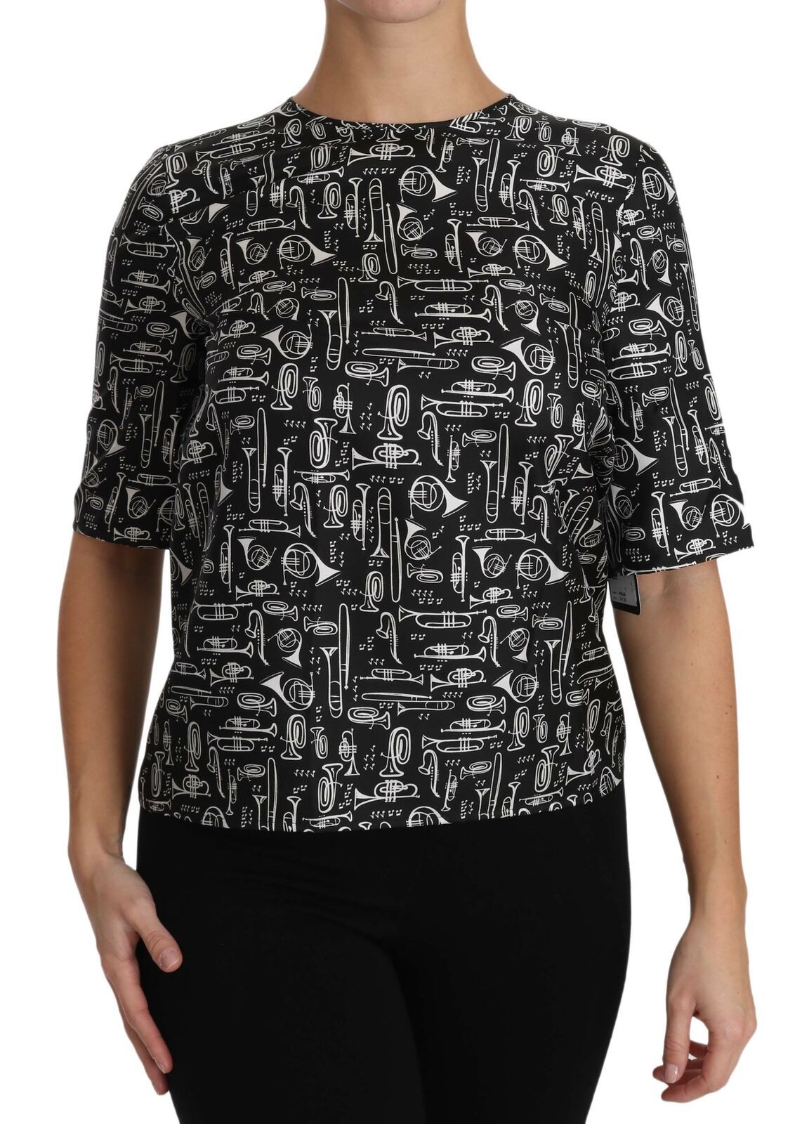 Dolce & Gabbana Exquisite Trumpet Print Silk Blouse Dolce & Gabbana