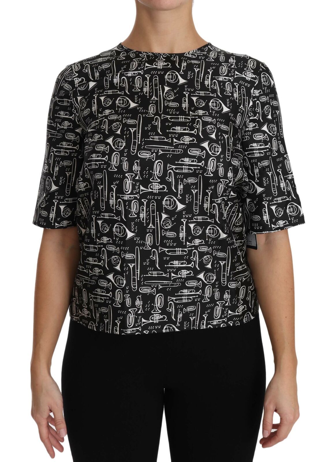 Dolce & Gabbana Exquisite Trumpet Print Silk Blouse Dolce & Gabbana