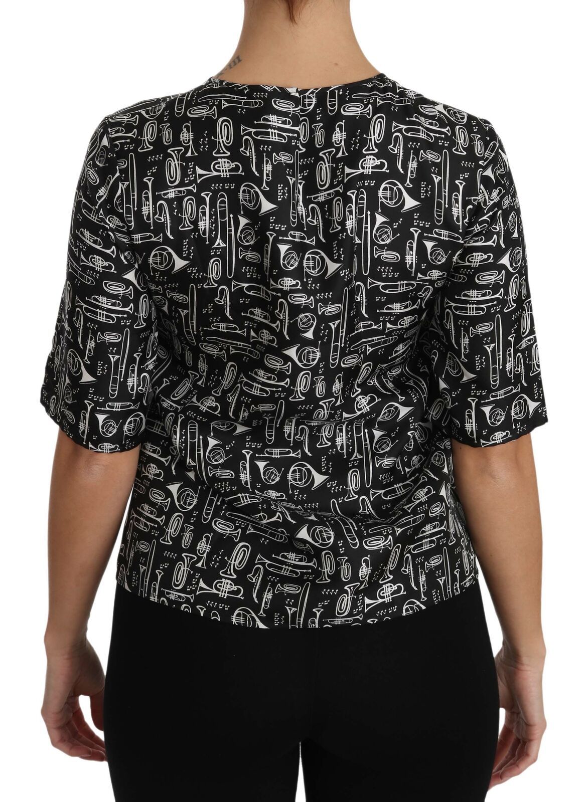 Dolce & Gabbana Exquisite Trumpet Print Silk Blouse Dolce & Gabbana