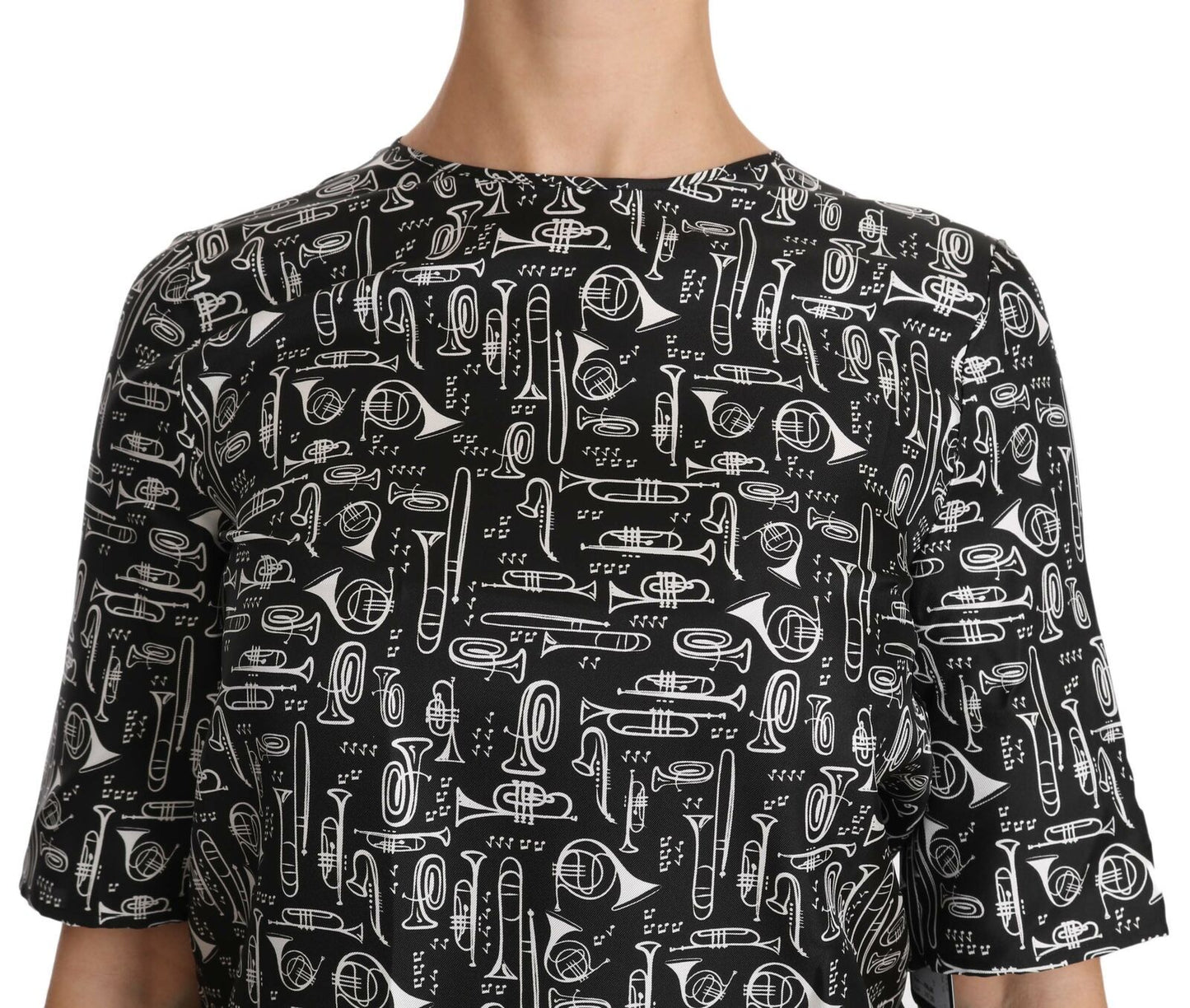 Dolce & Gabbana Exquisite Trumpet Print Silk Blouse Dolce & Gabbana