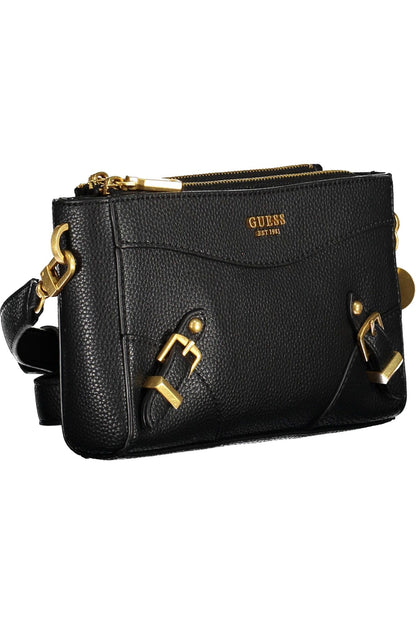 Guess Jeans Chic Contrasting Black Polyurethane Handbag Guess Jeans