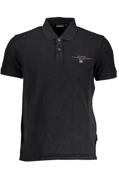 Napapijri Classic Black Embroidered Polo Shirt Napapijri