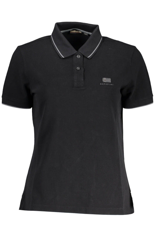 Napapijri Elegant Short-Sleeved Black Polo with Embroidery Napapijri