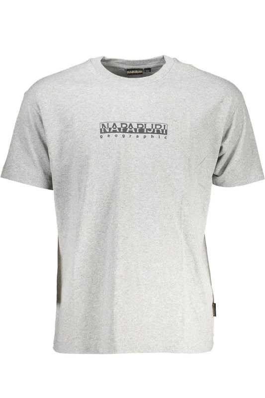 Napapijri Elegant Gray Logo Tee with Timeless Appeal Napapijri