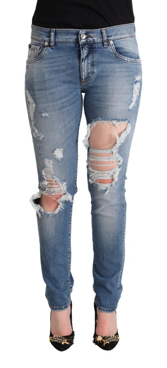 Dolce & Gabbana Chic Distressed Denim Skinny Jeans Dolce & Gabbana