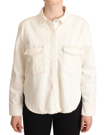 Levi's Elegant White Long Sleeve Collared Polo Top Levi's