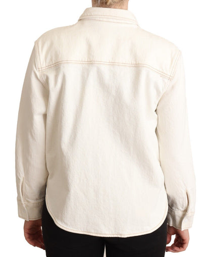 Levi's Elegant White Long Sleeve Collared Polo Top Levi's