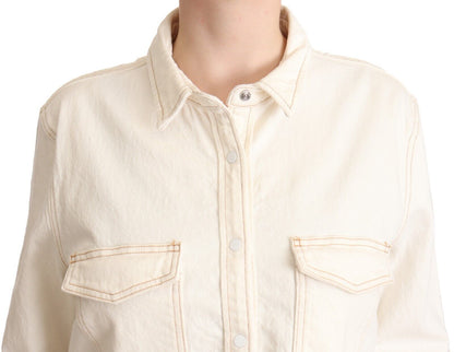 Levi's Elegant White Long Sleeve Collared Polo Top Levi's