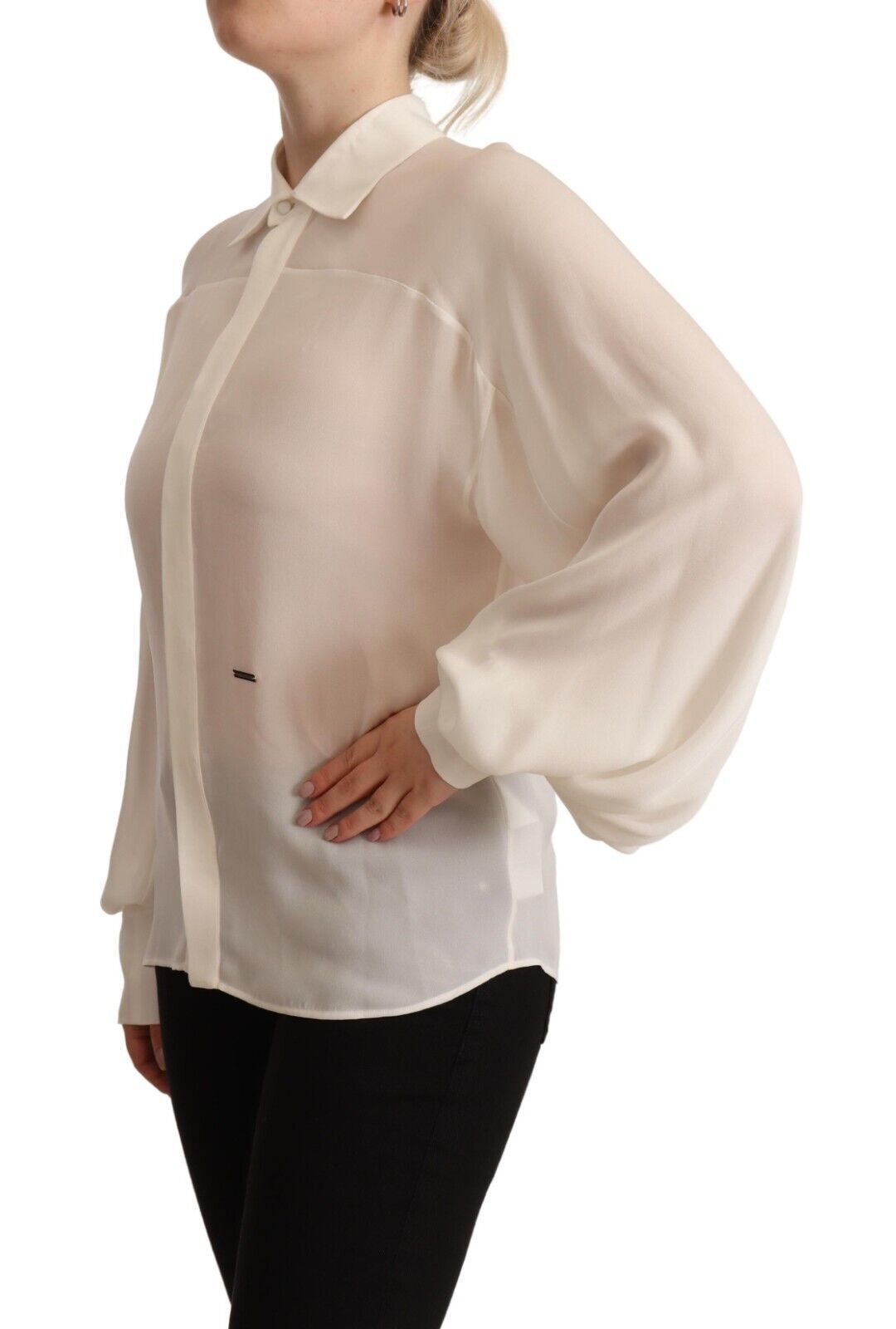 Dsquared² Elegant Off White Silk Long Sleeve Blouse Dsquared²