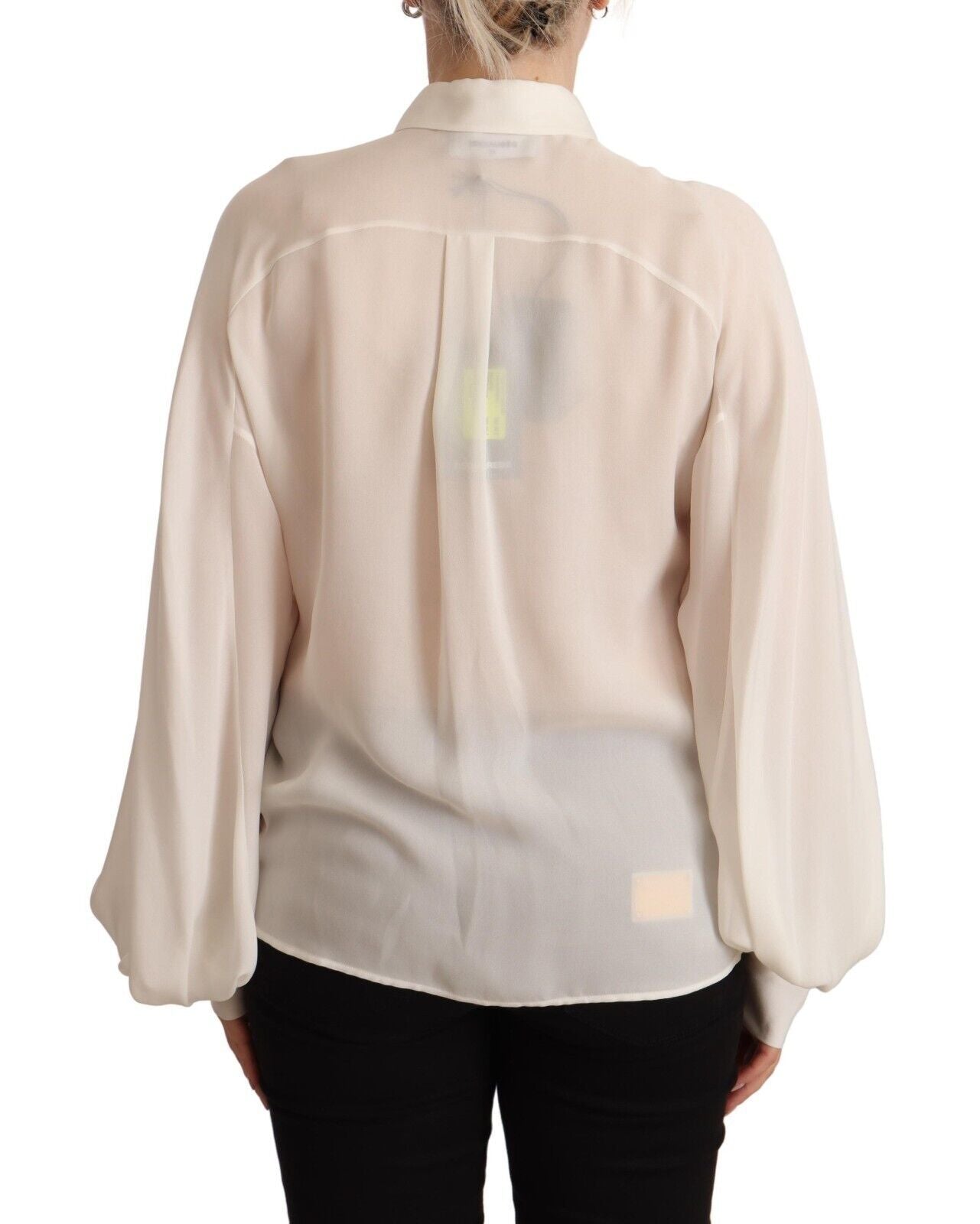 Dsquared² Elegant Off White Silk Long Sleeve Blouse Dsquared²