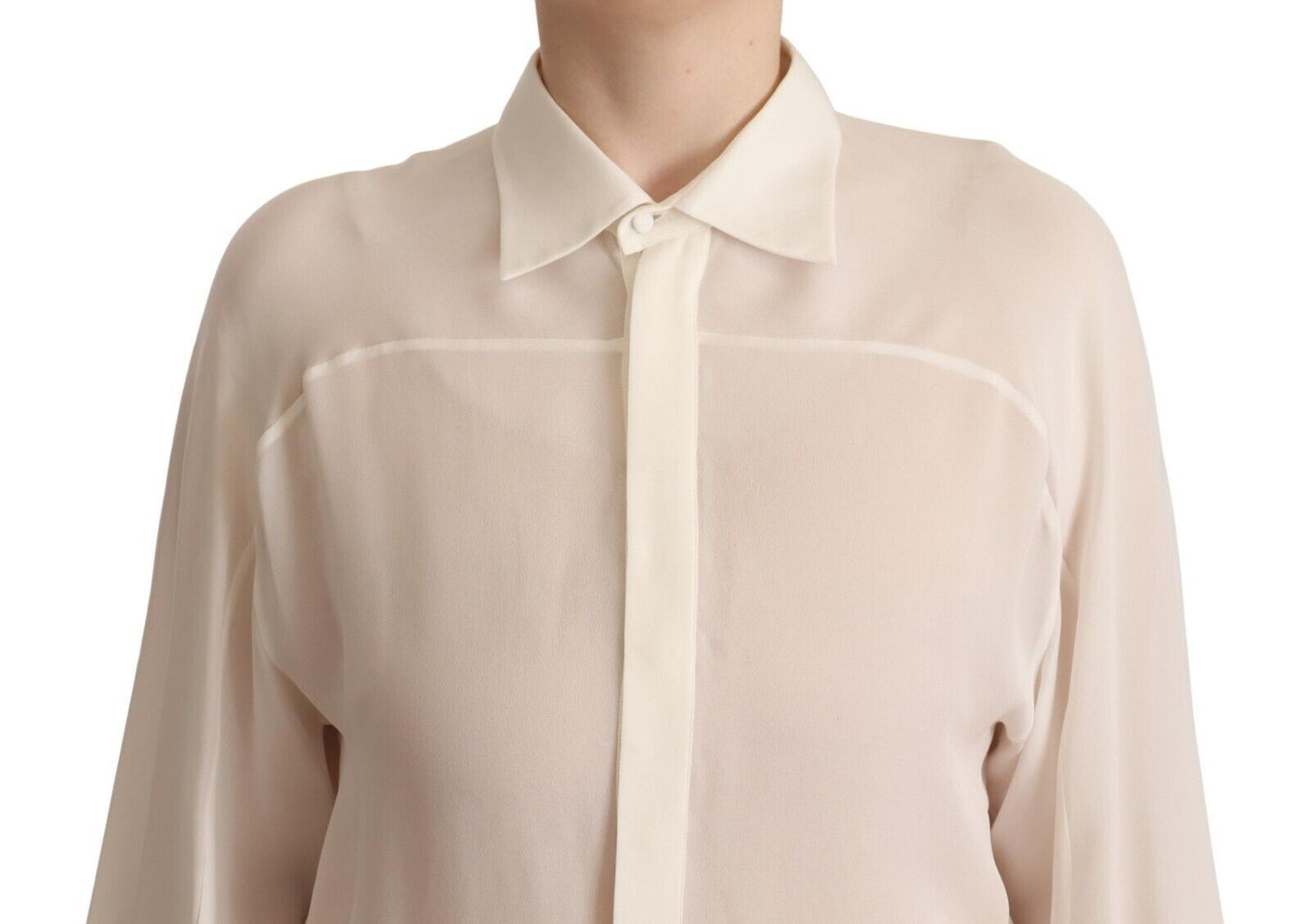 Dsquared² Elegant Off White Silk Long Sleeve Blouse Dsquared²