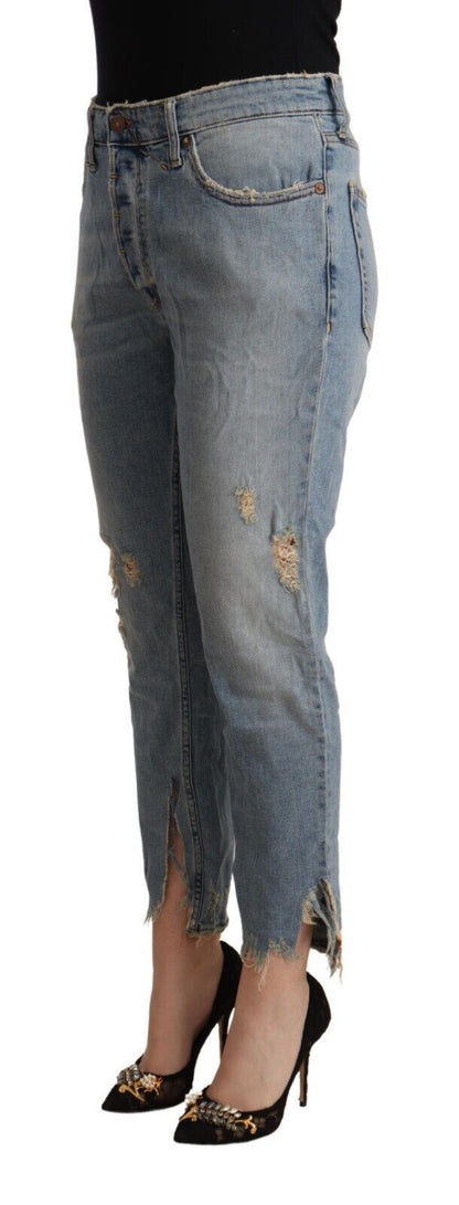 CYCLE Chic Distressed Mid Waist Cropped Denim CYCLE