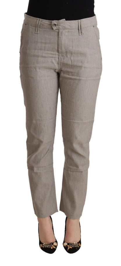 CYCLE Elegant Light Grey Tapered Linen Pants CYCLE