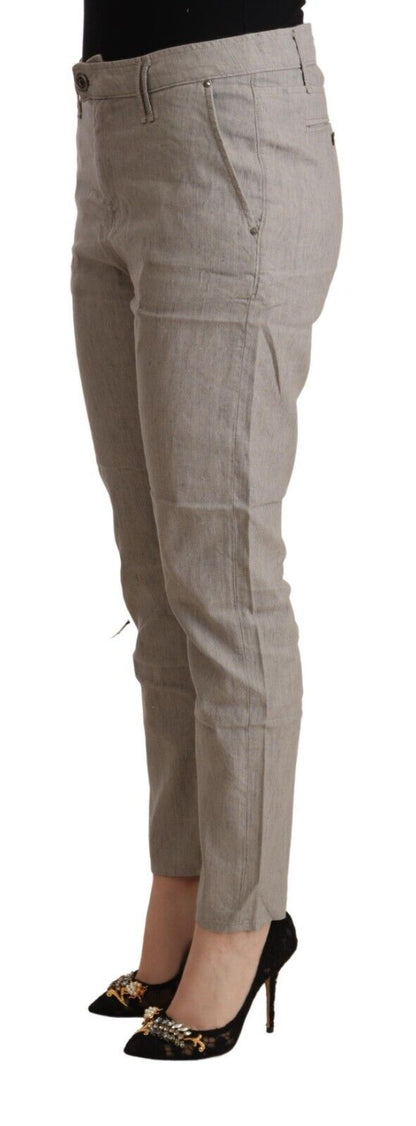 CYCLE Elegant Light Grey Tapered Linen Pants CYCLE