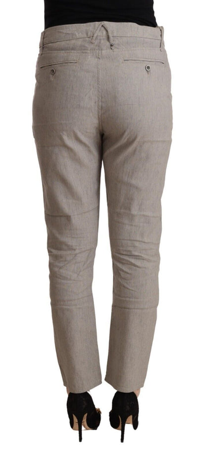 CYCLE Elegant Light Grey Tapered Linen Pants CYCLE