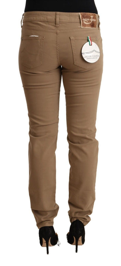 Jacob Cohen Elegant Brown Mid Waist Skinny Pants Jacob Cohen