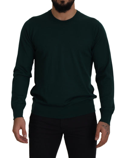 Dolce & Gabbana Elegant Green Crewneck Cashmere Sweater Dolce & Gabbana